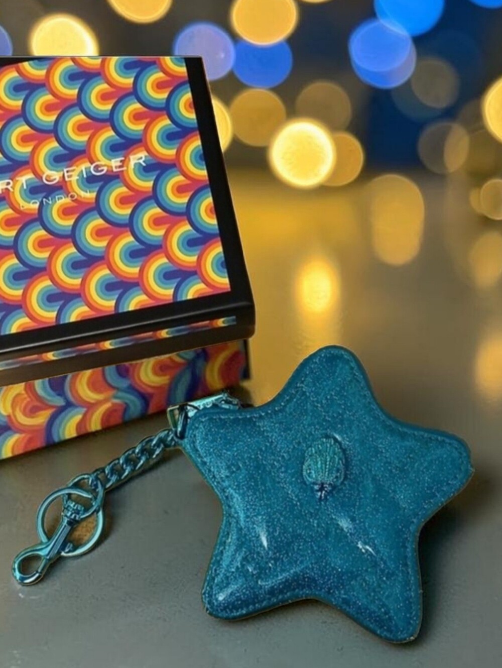 Kurt Geiger Metallic Glitter Star Key Pouch